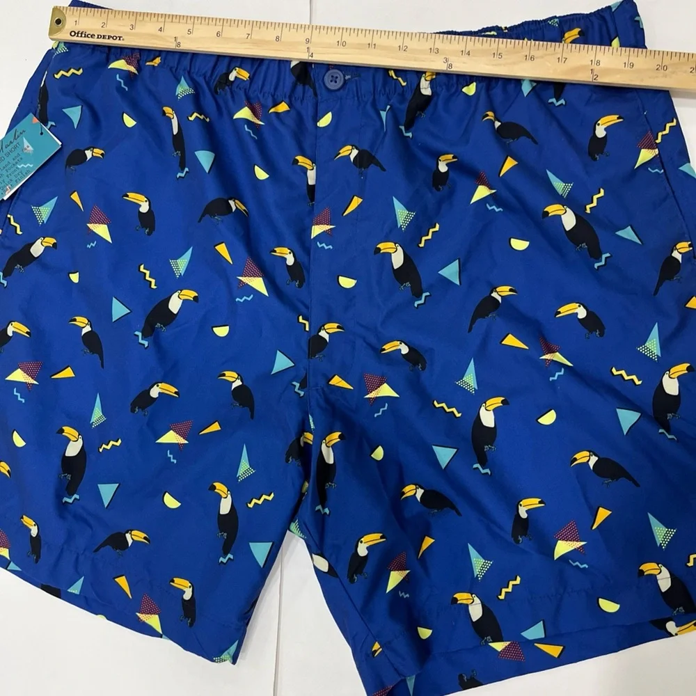 NWT JOE MARTIN Men’s Hybrid Short - Bathing Suit in Blue with Toucans Size‎ 2XL